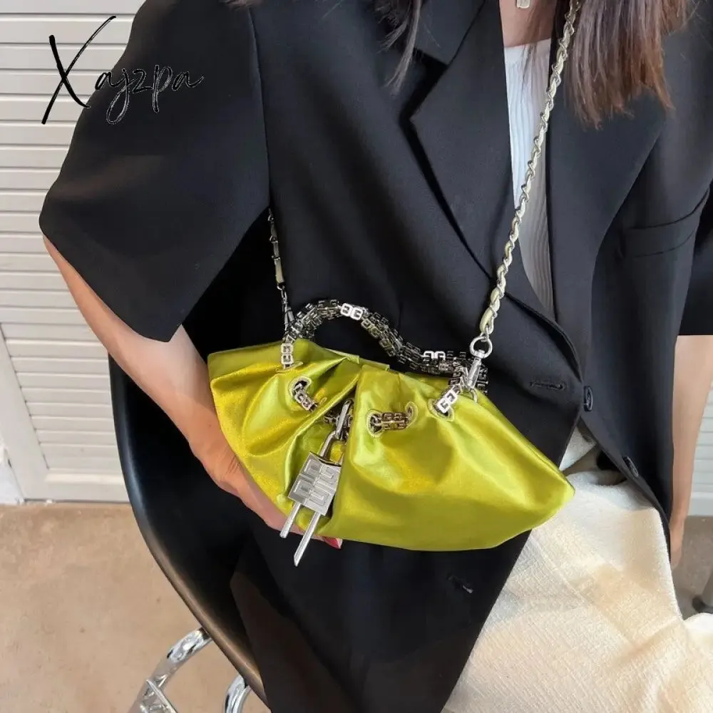 Xajzpa - Luxury Designer Handbag Silk Folds Chain Shoulder Bag Dumpling Shape Crossbody Bags Handbag and Purse Totes Ladies Messenger Bag