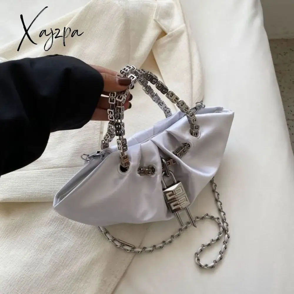 Xajzpa - Luxury Designer Handbag Silk Folds Chain Shoulder Bag Dumpling Shape Crossbody Bags Handbag and Purse Totes Ladies Messenger Bag