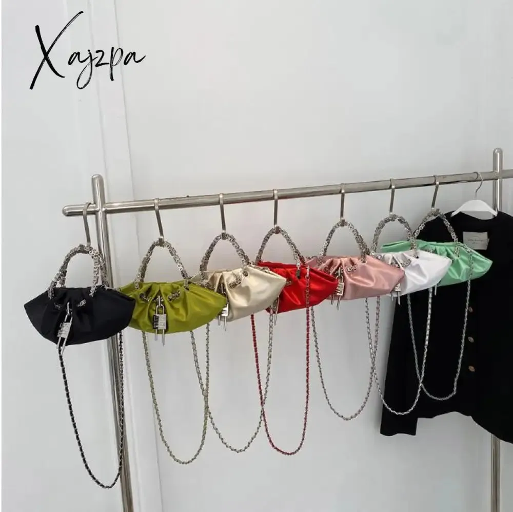 Xajzpa - Luxury Designer Handbag Silk Folds Chain Shoulder Bag Dumpling Shape Crossbody Bags Handbag and Purse Totes Ladies Messenger Bag