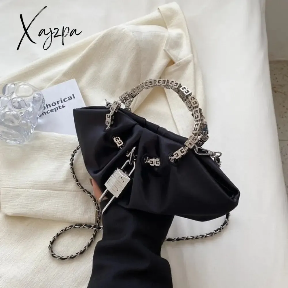Xajzpa - Luxury Designer Handbag Silk Folds Chain Shoulder Bag Dumpling Shape Crossbody Bags Handbag and Purse Totes Ladies Messenger Bag