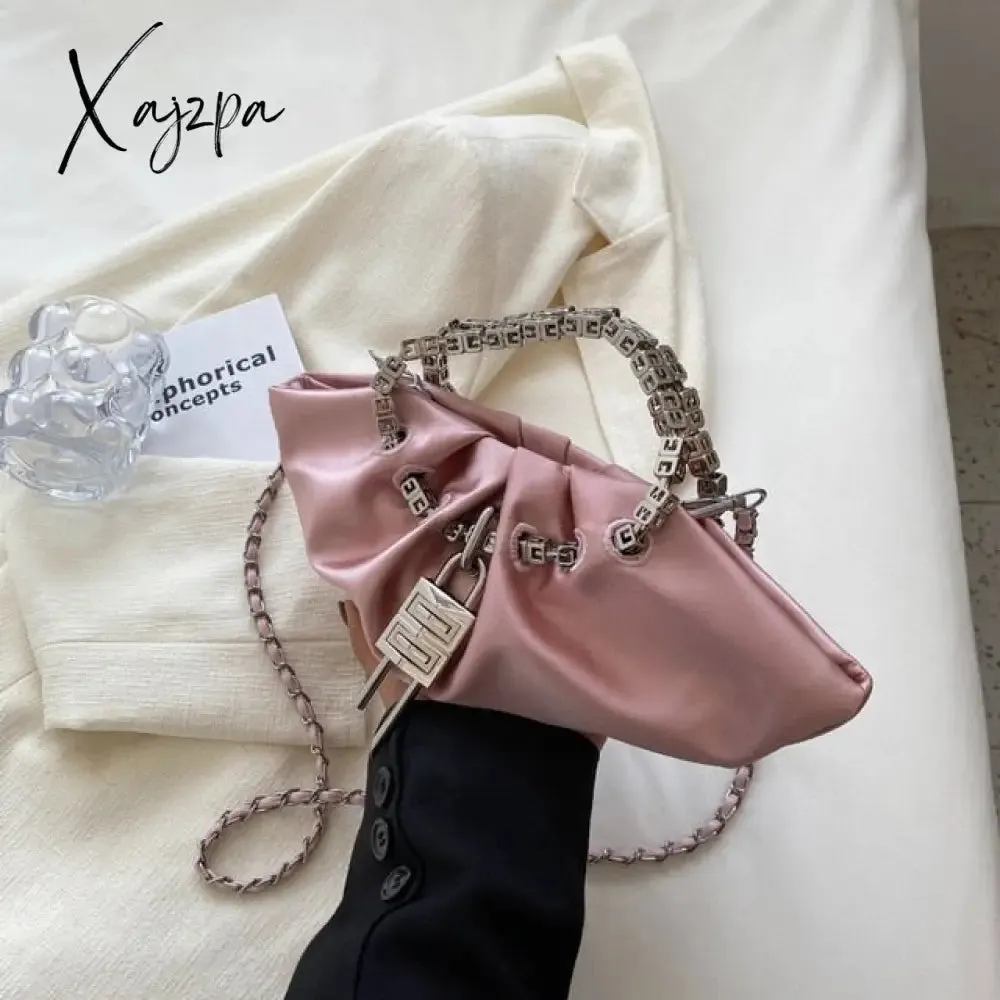 Xajzpa - Luxury Designer Handbag Silk Folds Chain Shoulder Bag Dumpling Shape Crossbody Bags Handbag and Purse Totes Ladies Messenger Bag