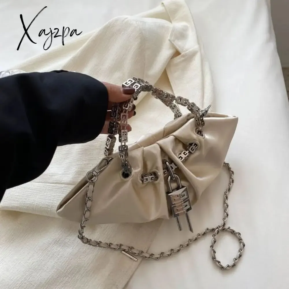 Xajzpa - Luxury Designer Handbag Silk Folds Chain Shoulder Bag Dumpling Shape Crossbody Bags Handbag and Purse Totes Ladies Messenger Bag
