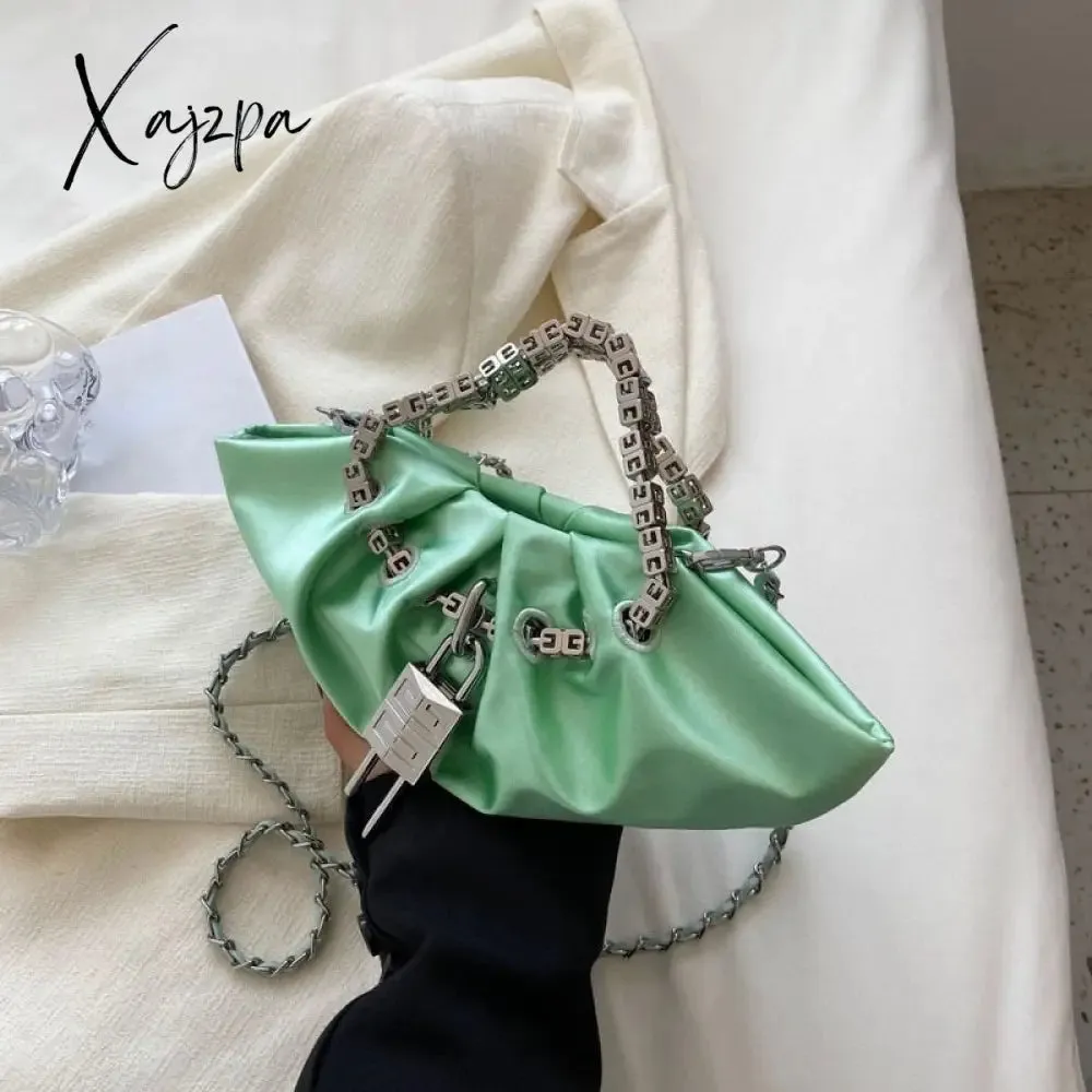Xajzpa - Luxury Designer Handbag Silk Folds Chain Shoulder Bag Dumpling Shape Crossbody Bags Handbag and Purse Totes Ladies Messenger Bag