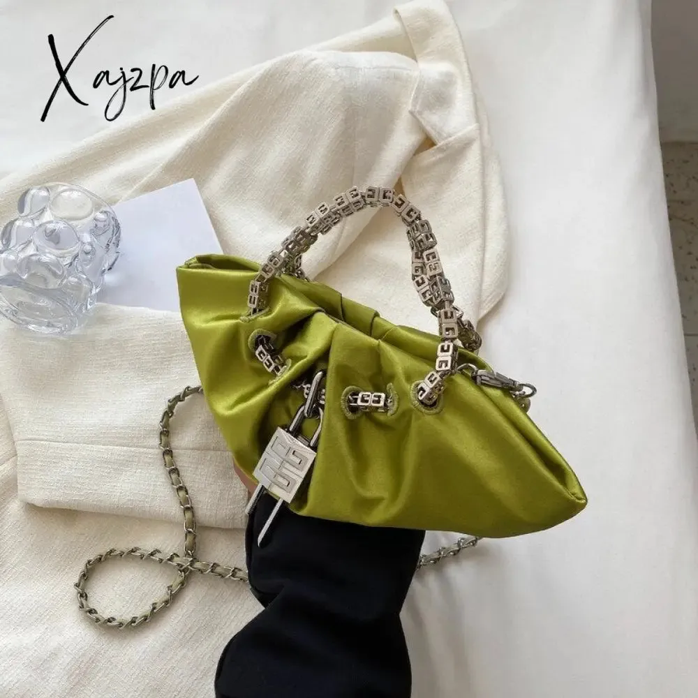 Xajzpa - Luxury Designer Handbag Silk Folds Chain Shoulder Bag Dumpling Shape Crossbody Bags Handbag and Purse Totes Ladies Messenger Bag