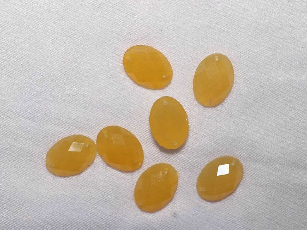 Yellow Designer Oval Dyeable Plastic Stones - 18x13 mm