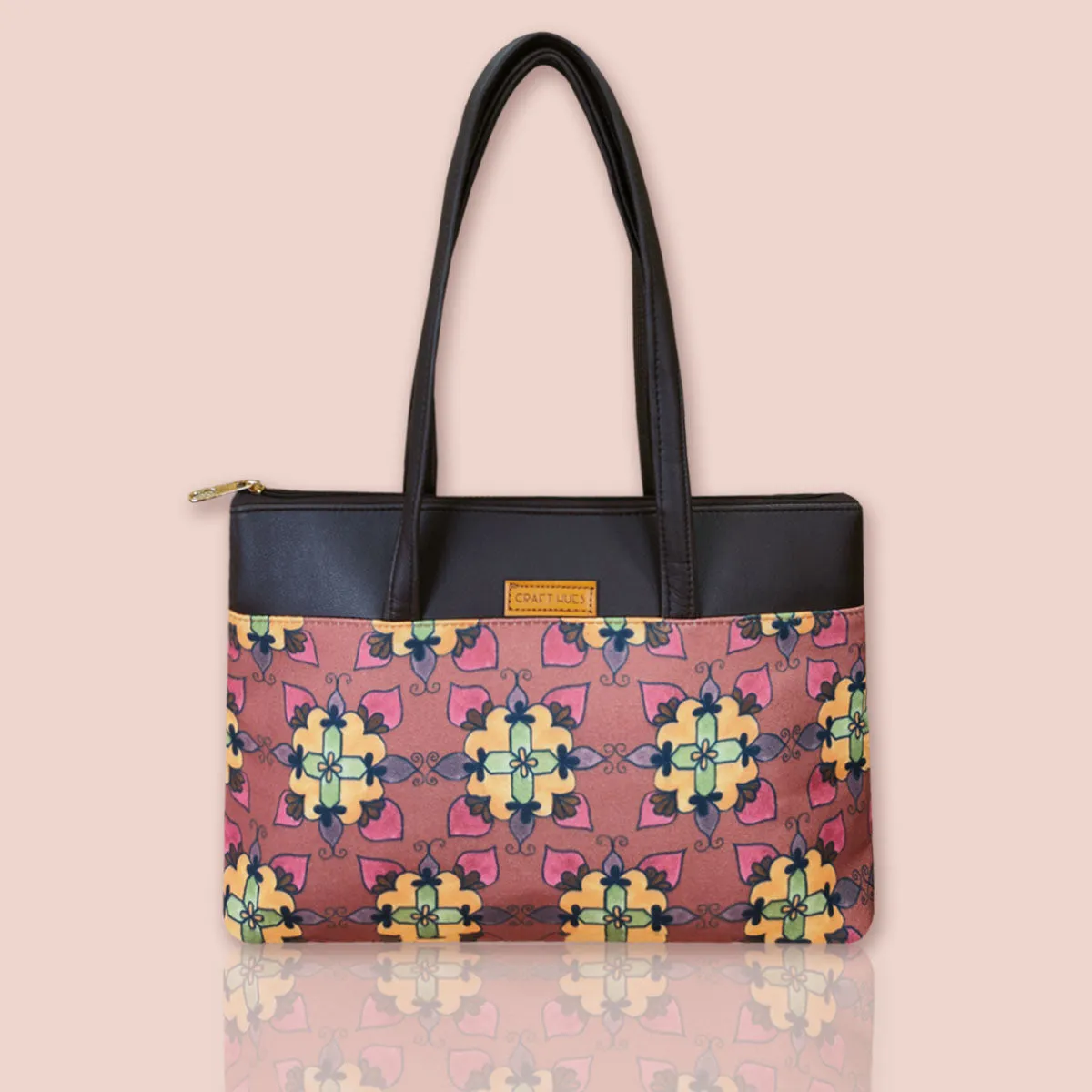 Yellow Floral Kollam Tote/Pouch Combo