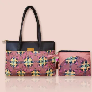 Yellow Floral Kollam Tote/Pouch Combo