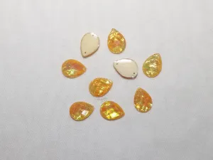 Yellow Golden Designer Drop Plastic Stone- 18x13 mm