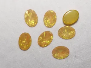 Yellow Golden Designer Oval Plastic Stones- 18x25 mm