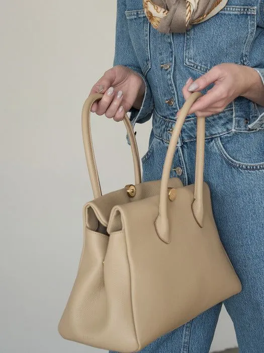 ZIENY Formal Lether Tote Bag [ZENNY BAG]_Beige